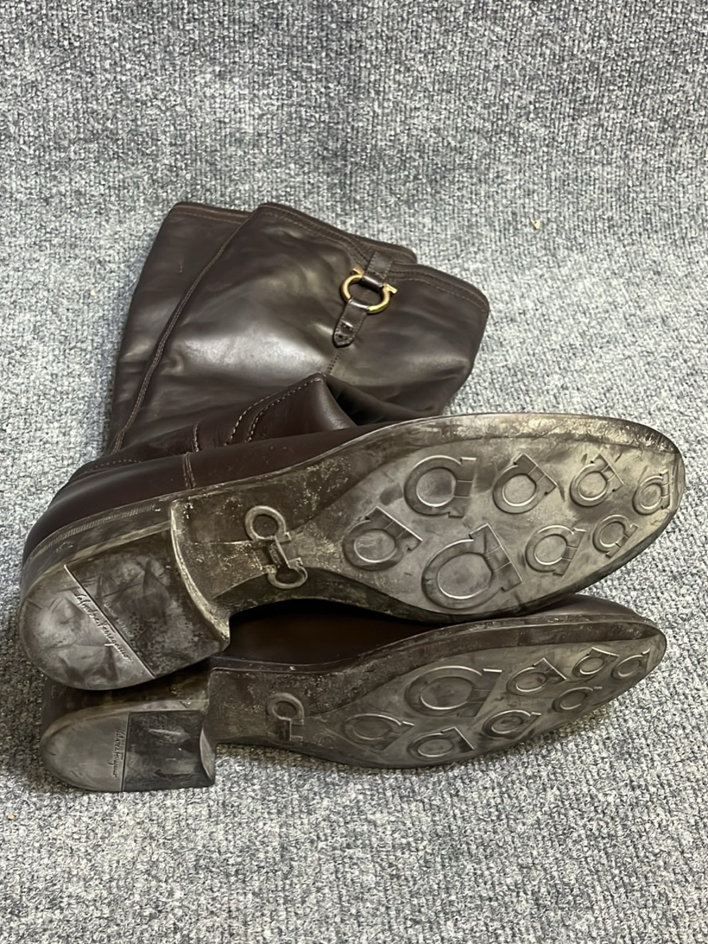 Salvatore Ferragamo Classic Brown Leather Feresa Riding Boots US 10 B EUC - Picture 10 of 10